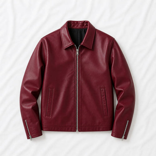 Brown wood leather jacket
